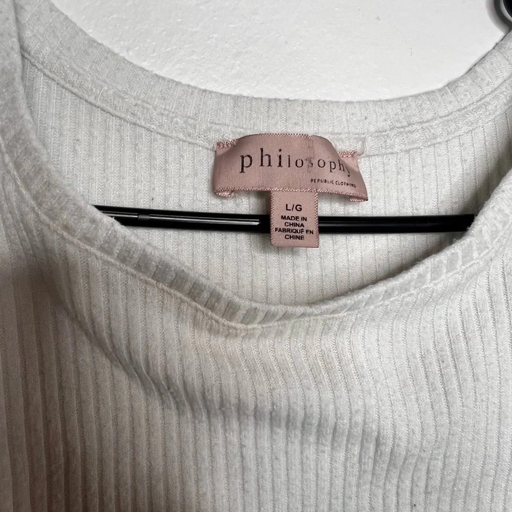 Philosophy White Ribbed Long Sleeve Top